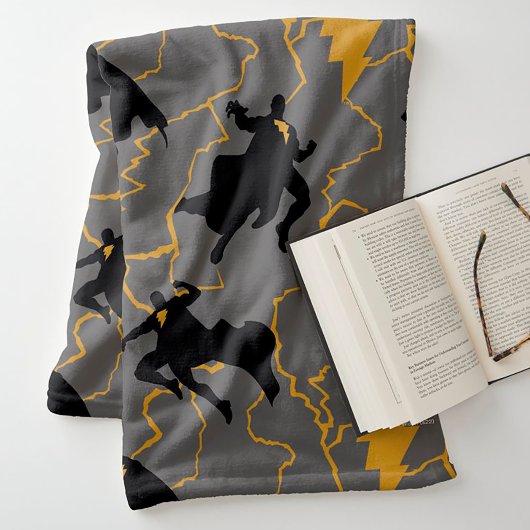 Black Adam Lightning Silhouette Pattern Fleece Deken