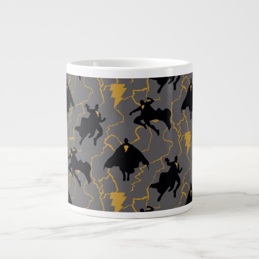 Black Adam Lightning Silhouette Pattern Grote Koffiekop (Voorkant)