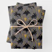 Black Adam Lightning Silhouette Pattern Inpakpapier Vel (In situ)