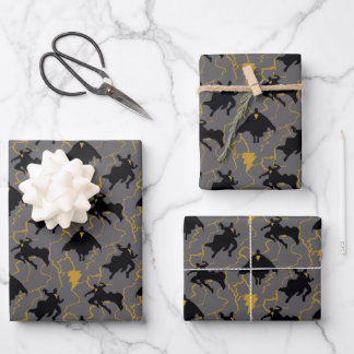 Black Adam Lightning Silhouette Pattern Inpakpapier Vel