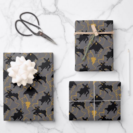 Black Adam Lightning Silhouette Pattern Inpakpapier Vel (Voorkant)