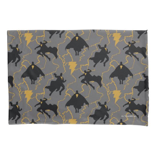 Black Adam Lightning Silhouette Pattern Kussensloop (Voorkant)