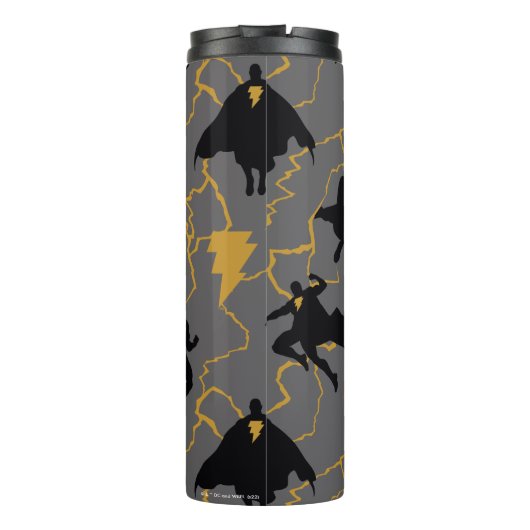 Black Adam Lightning Silhouette Pattern Thermosbeker (Achterkant)