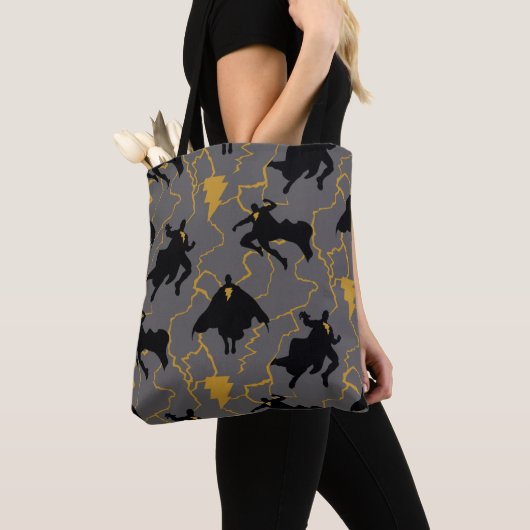Black Adam Lightning Silhouette Pattern Tote Bag (Dichtbij)