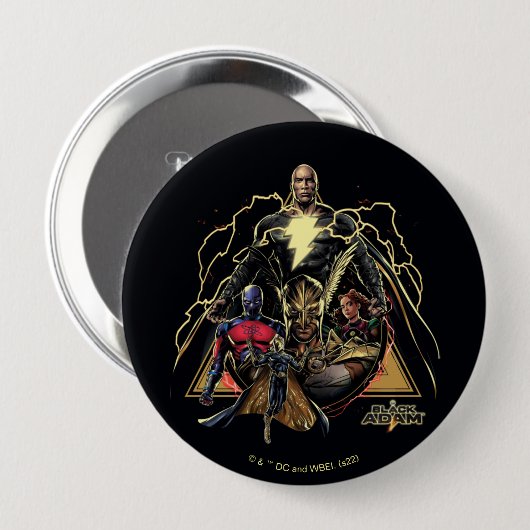 Black Adam Triangular Group Graphic Ronde Button 4,0 Cm (Voorkant /achterkant)
