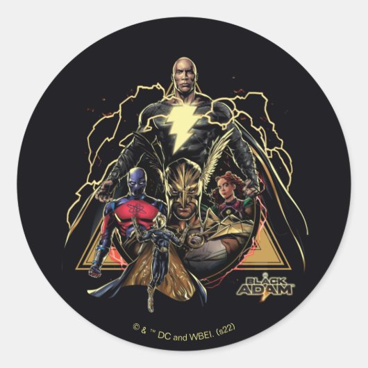 Black Adam Triangular Group Graphic Ronde Sticker (Voorkant)
