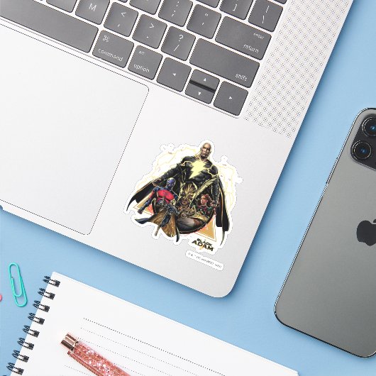 Black Adam Triangular Group Graphic Sticker (Laptop met iPhone)