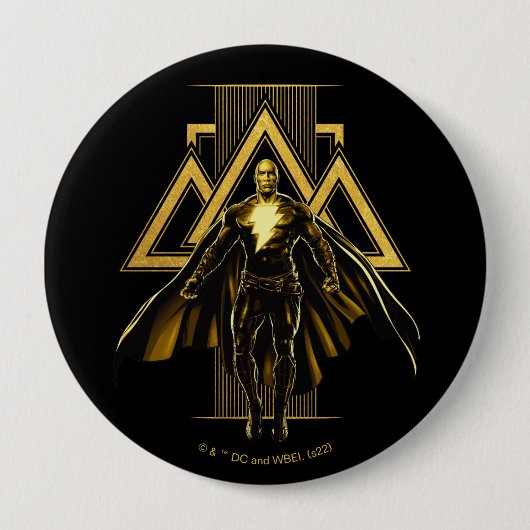 Black Adam Triangular Pillar Graphic Ronde Button 4,0 Cm (Voorkant)
