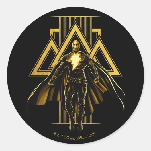 Black Adam Triangular Pillar Graphic Ronde Sticker (Voorkant)