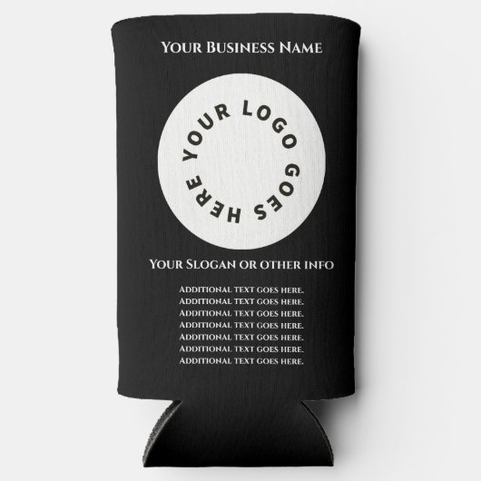 Black add your own text and logo seltzer blikjeskoeler (Voorkant)