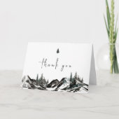 Black Adventure Mountain Forest Baby shower Bedankkaart (Voorkant)