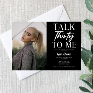 Black Afbeelding Talk Thirty to Me 30th Birthday Kaart