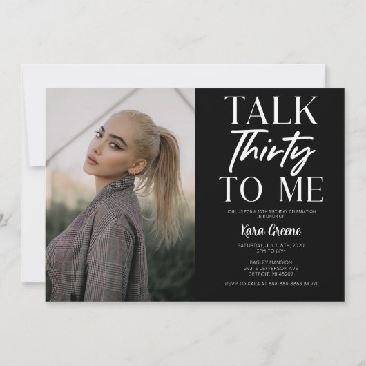 Black Afbeelding Talk Thirty to Me 30th Birthday Kaart (Voorkant)