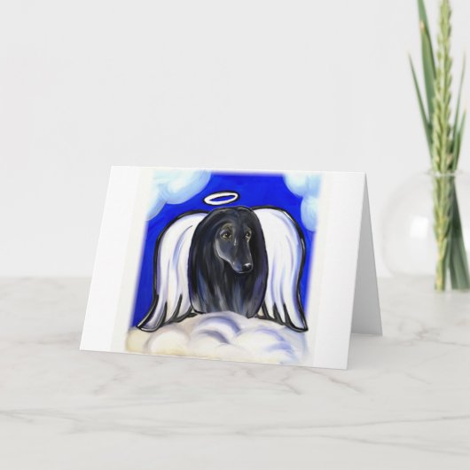 BLACK AFGHAN HOUND ANGEL FEESTDAGEN KAART (Voorkant)