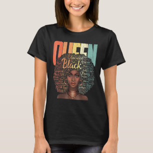 Black African American Ebony Queen Empowerment Ret T-shirt