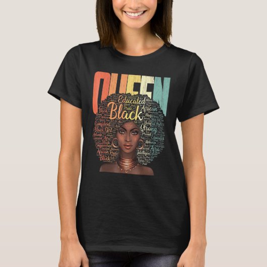 Black African American Ebony Queen Empowerment Ret T-shirt (Voorkant)