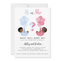 Black African American Gender Reveal Uitnodiging