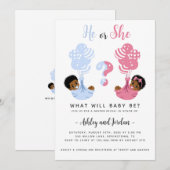 Black African American Gender Reveal Uitnodiging (Voorkant / Achterkant)