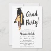 Black African American Girl College Afstuderen Kaart (Voorkant)