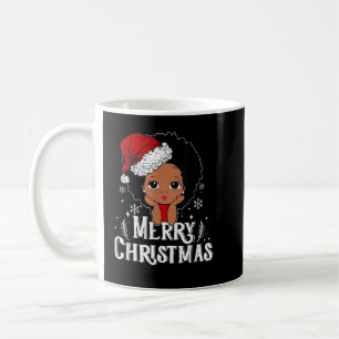 Black African American Girl Santa Hat met Kerstmis Koffiemok