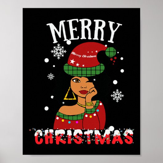 Black African American Merry Kerstmis Melanin Wom Poster (Voorkant)