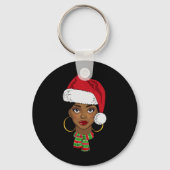 Black African American Santa Afro Christmas Melani Sleutelhanger (Voorkant)