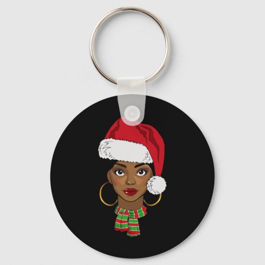 Black African American Santa Afro Christmas Melani Sleutelhanger (Voorkant)