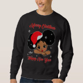 Black African American Santa Christmas Melanin Gir Trui (Voorkant)