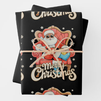 Black African American Santa Christmas Xmas Inpakpapier Vel
