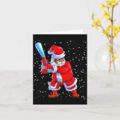 Black African American Santa Claus Baseball Afro C Kaart (Gele Bloem)