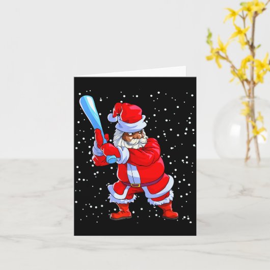 Black African American Santa Claus Baseball Afro C Kaart (Gele Bloem)