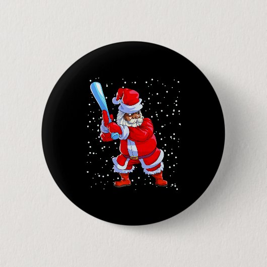 Black African American Santa Claus Baseball Afro C Ronde Button 5,7 Cm (Voorkant)