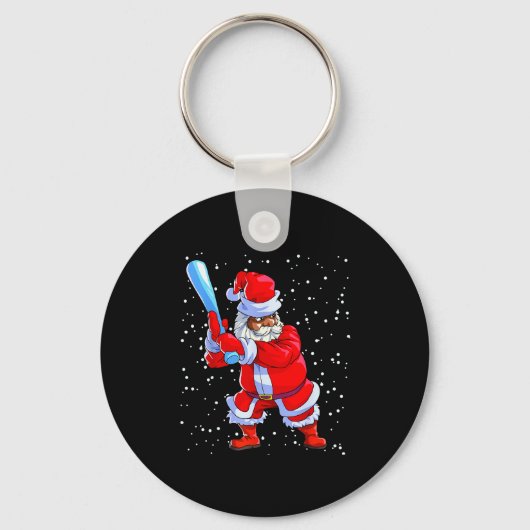 Black African American Santa Claus Baseball Afro C Sleutelhanger (Voorkant)