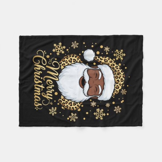 Black African American Santa Claus Christmas Afro  Fleece Deken (Voorkant (Horizontaal))