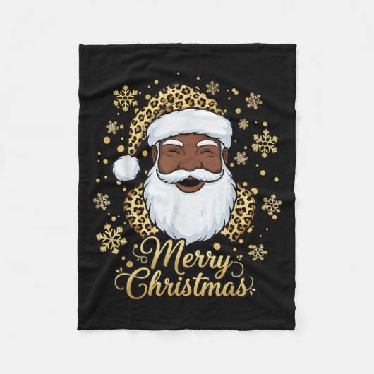Black African American Santa Claus Christmas Afro  Fleece Deken (Voorkant)