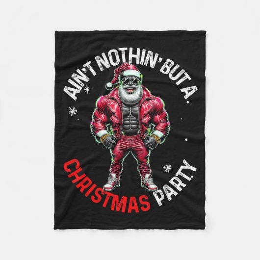 Black African American Santa Claus Christmas Pajam Fleece Deken (Voorkant)