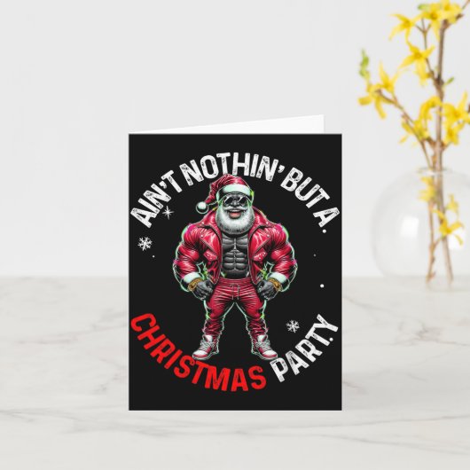 Black African American Santa Claus Christmas Pajam Kaart (Gele Bloem)