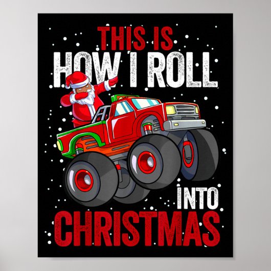 Black African American Santa Claus Monster Truck C Poster (Voorkant)