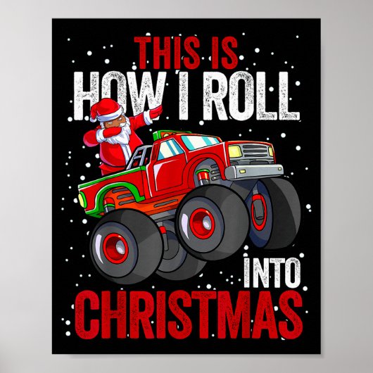 Black African American Santa Claus Monster Truck C Poster (Voorkant)