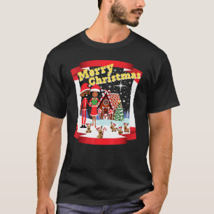 Black African American Santa en Mr en Mrs Claus T-shirt