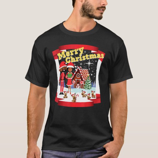 Black African American Santa en Mr en Mrs Claus T-shirt (Voorkant)