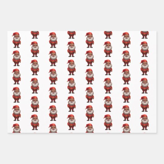 Black African American Santa Gnome Gift Wrap Paper (Voorkant 3)