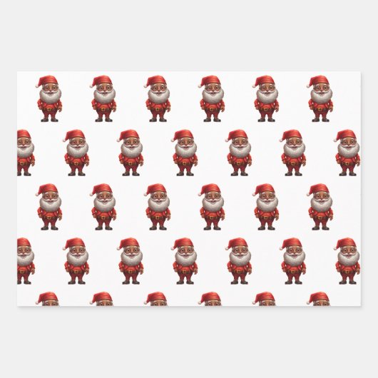 Black African American Santa Gnome Gift Wrap Paper (Voorkant 2)