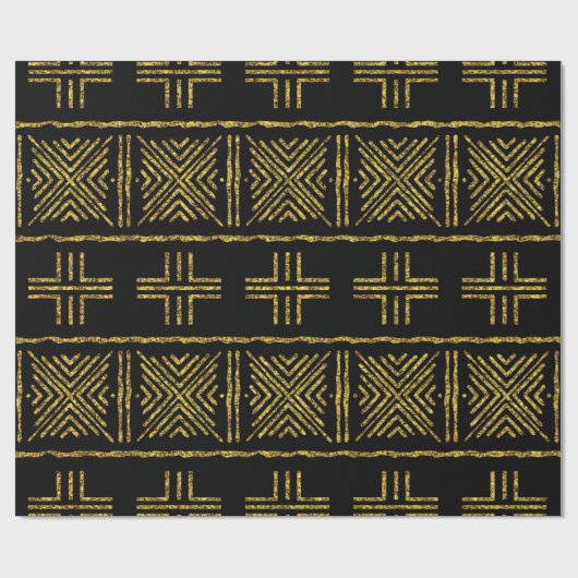 Black African Bogolan Giftwrap Cadeaupapier (Vlak)