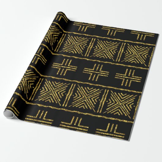 Black African Bogolan Giftwrap Cadeaupapier (Uitgerold)