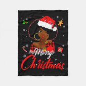 Black African Girl American Melanin Christmas Sant Fleece Deken (Voorkant)
