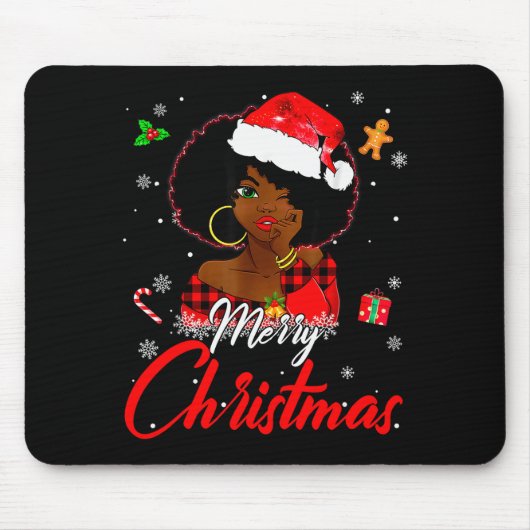 Black African Girl American Melanin Christmas Sant Muismat (Voorkant)
