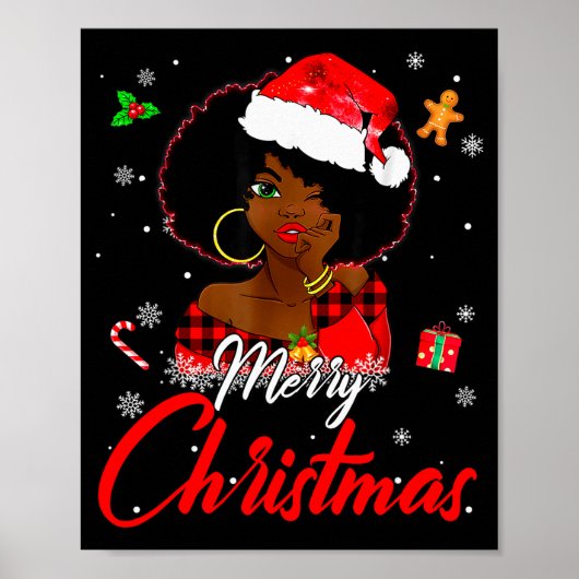 Black African Girl American Melanin Christmas Sant Poster (Voorkant)