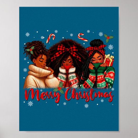 Black African Girl American Melanin Christmas Sant Poster (Voorkant)
