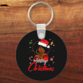 Black African Girl American Melanin Christmas Sant Sleutelhanger (Voorkant)